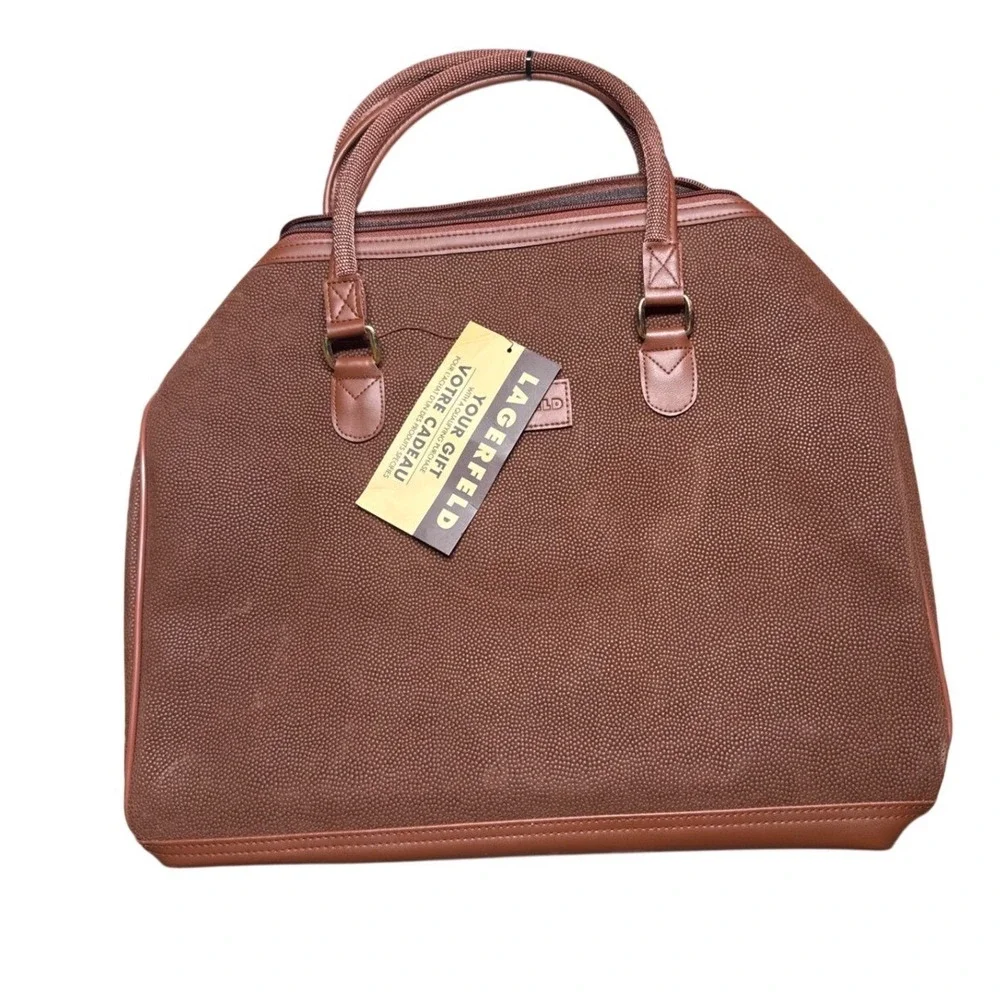 Vintage Lagerfeld Brown Textured Weekender Duffel Bag‎ NWT Promotional Gift 19